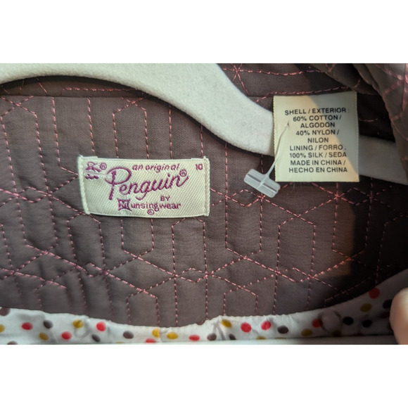 Penguin Brown Quilted Asymmetric Button Double Breasted Preppy Twee Jacket 10 - Picture 4 of 7